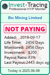Monitored by Invest-Tracing.com HYIP Monitor-Invest-Tracing.com