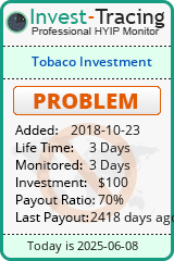 Monitored by Invest-Tracing.com HYIP Monitor-Invest-Tracing.com
