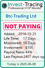Monitored by Invest-Tracing.com HYIP Monitor-Invest-Tracing.com