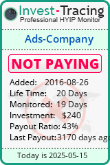 Monitored by Invest-Tracing.com HYIP Monitor-Invest-Tracing.com